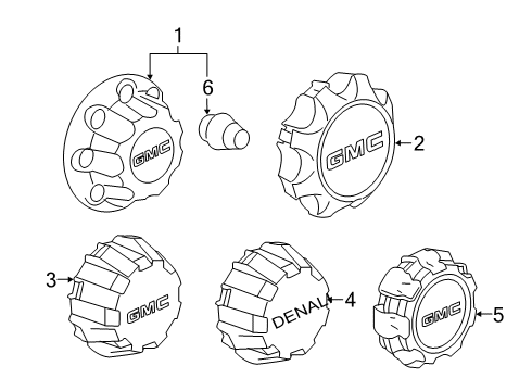 2019 GMC Sierra 2500 HD Wheel Trim CAP ASSEMBLY Diagram for 22950441