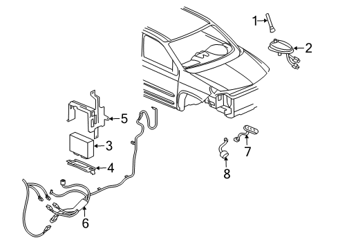 2004 Pontiac Aztek Cable Assembly, Radio & Mobile Telephone & Vehicle Locating Antenna Diagram for 10349366