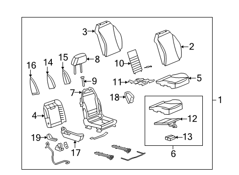 2008 Saturn Aura Retainer, Inflator Restraint Passenger Seat Side Module *Neutral Medium Diagram for 20813534