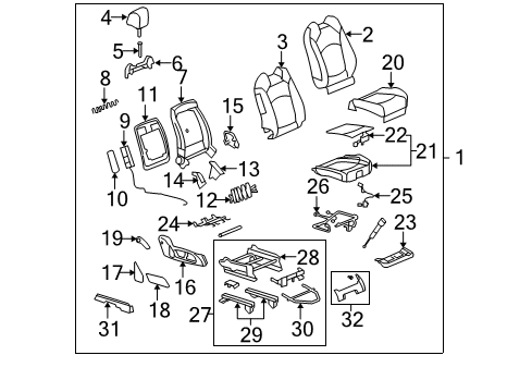 2008 Saturn Outlook Passenger Seat Components Diagram 2 - Thumbnail