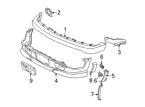 2001 Chevy S10 Front Bumper Diagram 1 - Thumbnail