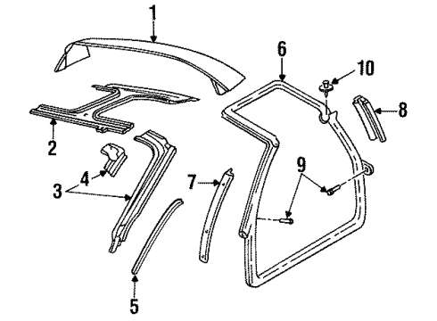 1994 Pontiac Firebird Roof & Components, Exterior Trim Diagram