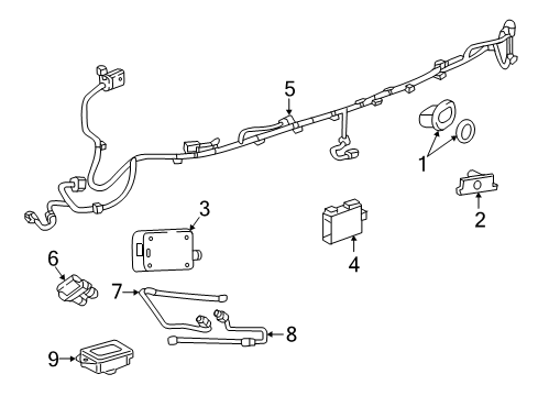 2021 Cadillac XT6 Bracket, Rear Park Asst Alarm Sen Diagram for 84595933