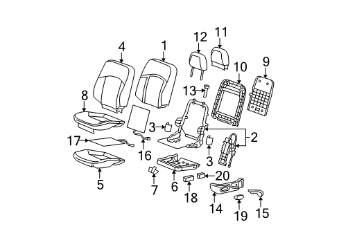 2008 Buick LaCrosse Cover Asm,Passenger Seat Back Cushion *Light Neutral *Neutral Diagram for 19123725