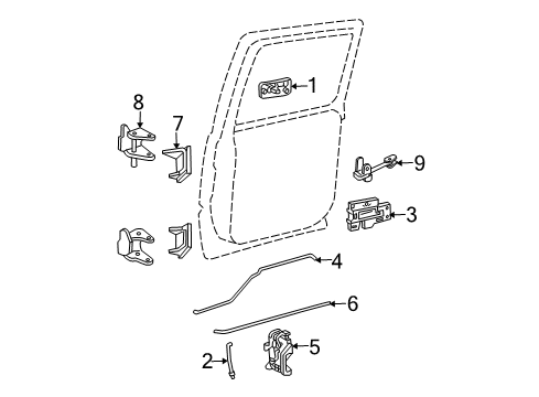 2003 Chevy Avalanche 1500 Rod, Rear Side Door Inside Handle Diagram for 15761422