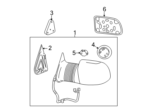 2005 GMC Sierra 3500 Gasket,Outside Rear View Mirror, Rh Diagram for 88980587