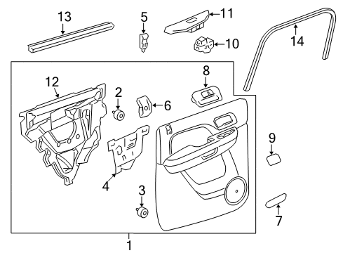 2008 GMC Yukon XL 1500 Interior Trim - Rear Door Diagram