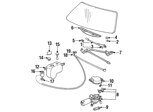 1994 Cadillac DeVille Wiper & Washer Components, Body Diagram