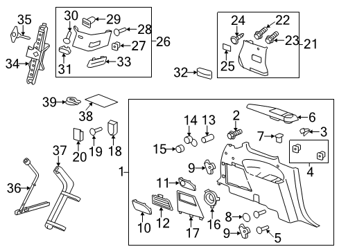 2014 Buick Enclave Quarter Panels Interior Trim, Jack & Components, Body Diagram