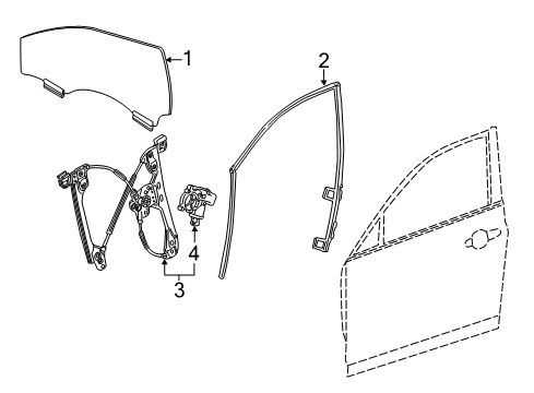 2018 Cadillac ATS Front Door - Glass & Hardware Diagram