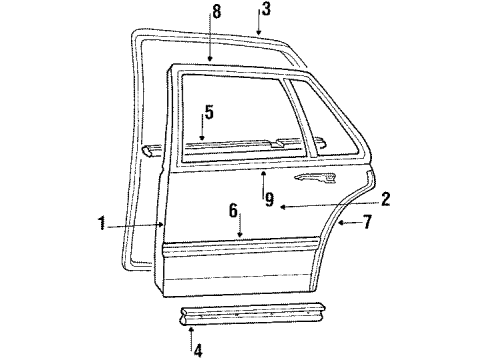 1987 Pontiac Bonneville Weatherstrip Assembly, Rear Door, Complete Diagram for 20742931