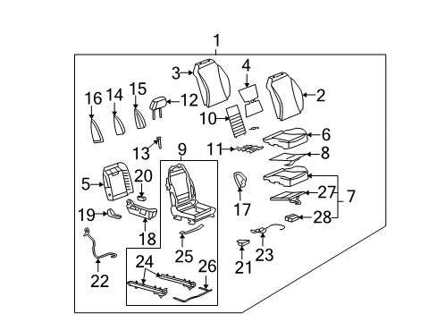 2008 Chevy Malibu Handle Assembly, Passenger Seat Reclining *Dark Titanium Diagram for 15946529