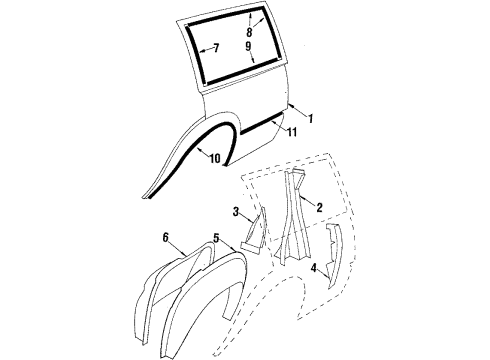 1987 Oldsmobile Firenza Molding Asm,Rear Door Diagram for 20427937