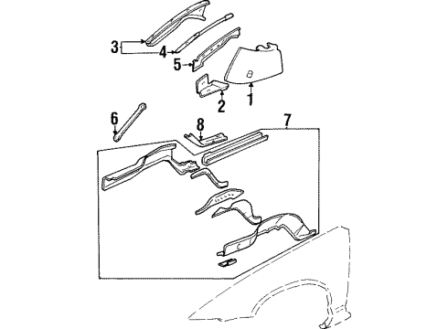 2000 Pontiac Grand Prix Structural Components & Rails Diagram