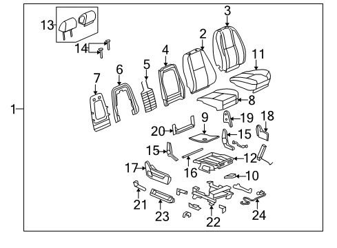 2008 GMC Sierra 2500 HD Front Seat Components Diagram 4 - Thumbnail