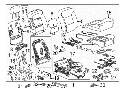 2019 GMC Sierra 2500 HD Passenger Seat Components Diagram 2 - Thumbnail