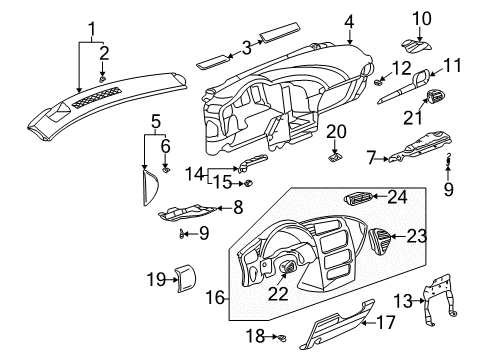 2006 Buick Rendezvous Deflector Assembly, Instrument Panel Outer Air Outlet *Gray Diagram for 10336496