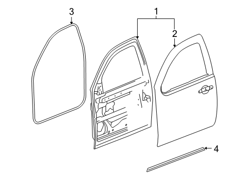 2012 Cadillac Escalade Front Door, Body Diagram 1 - Thumbnail