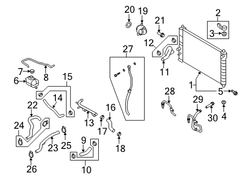 2007 Chevy Aveo Bracket,Radiator Upper Diagram for 96536671