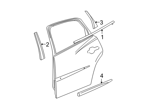 2009 Buick LaCrosse Exterior Trim - Rear Door Diagram