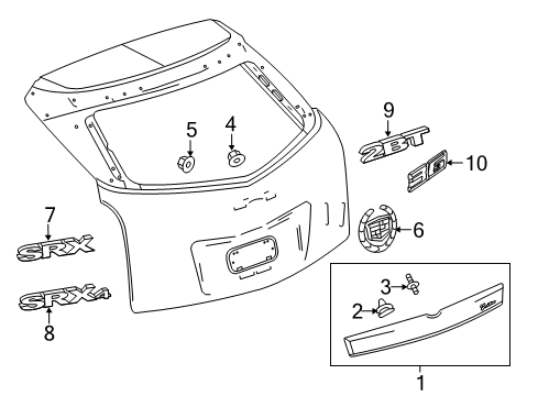 2011 Cadillac SRX Applique,Lift Gate Center (W/Rear License Plate Lamp) *Chrome Diagram for 22762876