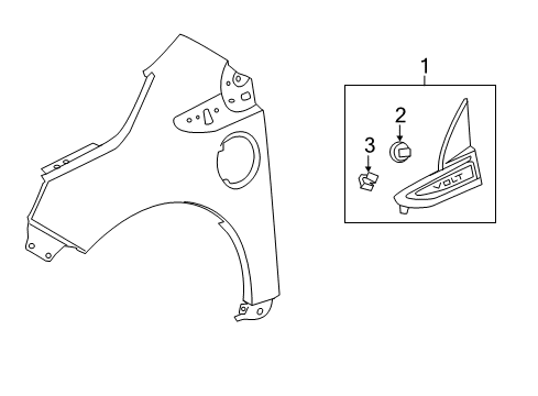 2014 Chevy Volt Exterior Trim - Fender Diagram