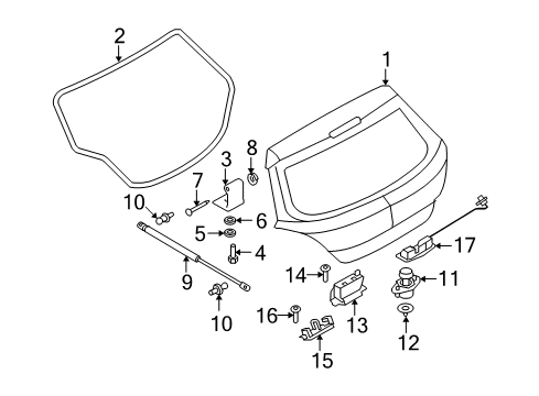 2008 Saturn Astra Pin,Lift Gate Hinge Diagram for 90037240