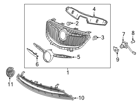 2019 Buick Envision Grille Assembly, Front Diagram for 84387504