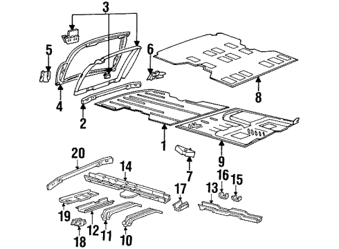 1994 Oldsmobile Silhouette Plate, Anchor Front Door Lock Striker Diagram for 20277001