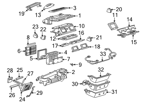 2004 Cadillac Seville A/C Evaporator & Heater Components Diagram