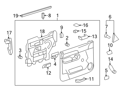 2007 Chevy Silverado 1500 Plate, Front Side Door Armrest Switch Front Mount *Ebony Diagram for 25775631