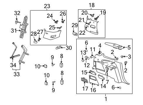 2010 Saturn Outlook Interior Trim - Quarter Panels Diagram 1 - Thumbnail