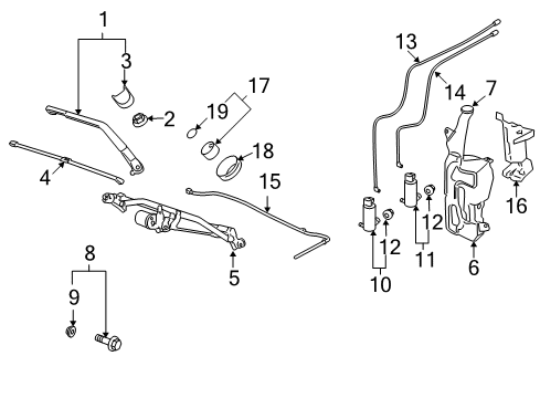 2007 Cadillac Escalade Arm Assembly, Windshield Wiper Lh *Black Diagram for 22917497