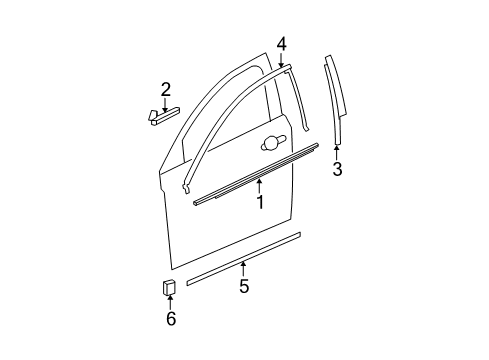 2011 Chevy Malibu Molding,Front Side Door Window Belt Reveal Diagram for 25987183