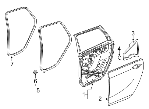 2020 Buick Regal TourX Weatherstrip Assembly, Rear Side Door (Body Side) Diagram for 13463943