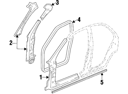 1999 Cadillac Catera Weatherstrip,Front & Rear Side Door Lower Diagram for 24420632