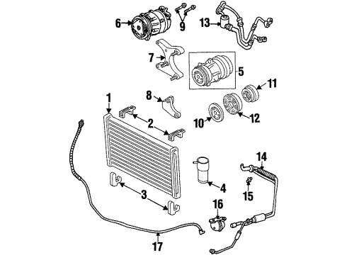 1998 Oldsmobile Intrigue A/C Condenser, Compressor & Lines Diagram