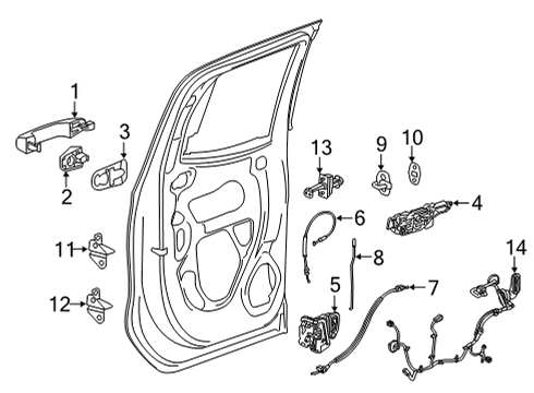 2021 Chevy Silverado 3500 HD Handle Assembly, Rear S/D O/S *Bright Chromm Diagram for 84807768