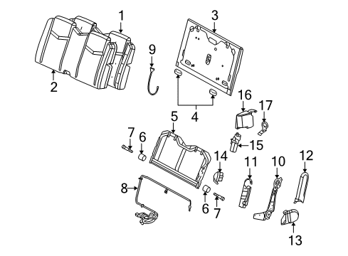 2005 Cadillac SRX Panel,Rear Seat Back Cushion Filler *Gray Diagram for 88898476