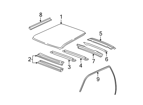 2011 Cadillac Escalade EXT Weatherstrip Assembly, Front & Rear Side Door Upper Auxiliary Diagram for 20789464