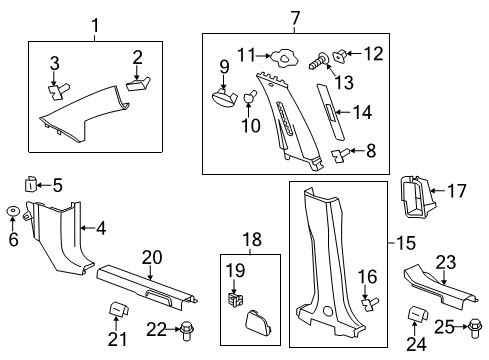 2012 Chevy Captiva Sport Cover,Center Pillar Lower Garnish Molding Lower Hole Diagram for 20979356