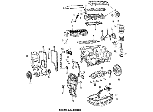 1991 Oldsmobile Cutlass Calais Engine Parts & Mounts, Timing, Lubrication System Diagram 1 - Thumbnail