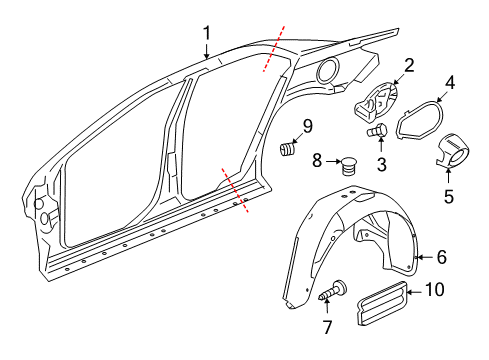 2008 Chevy Malibu Quarter Panel & Components Diagram 1 - Thumbnail