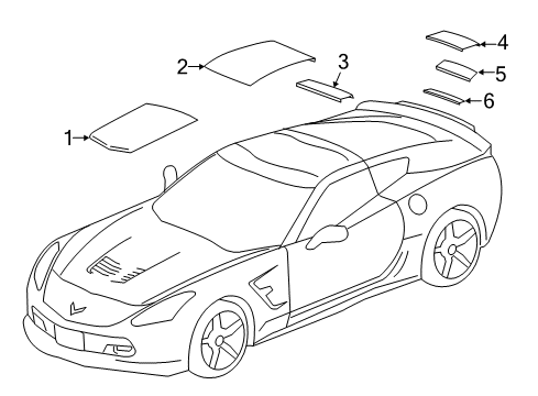 2017 Chevy Corvette Decal, Rear Compartment Lid *Torch Red Diagram for 23349553