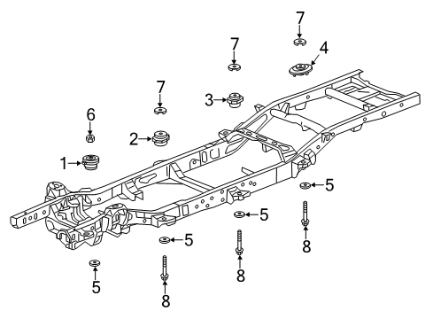 2016 Chevy Silverado 1500 Cushion Assembly, Body Bolt Upper Front Diagram for 22806720