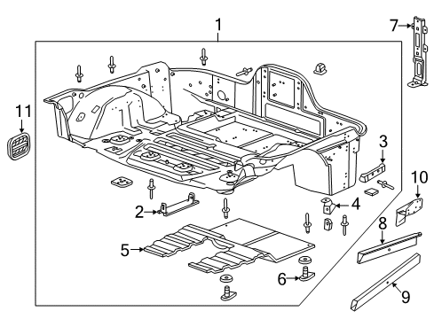 2016 Chevy Corvette Panel Assembly, Rear Floor Diagram for 23294287