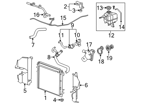 2004 Cadillac SRX Radiator & Components Diagram