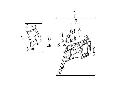 2003 Saturn Vue Interior Trim - Quarter Panels Diagram