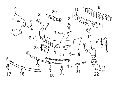 2012 Cadillac CTS Front Bumper Diagram 1 - Thumbnail