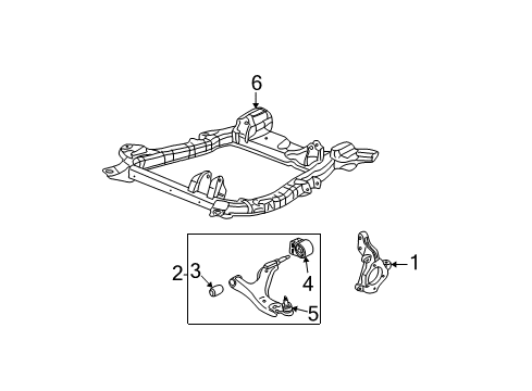 2006 Chevy Equinox Front Suspension Components, Lower Control Arm, Stabilizer Bar Diagram